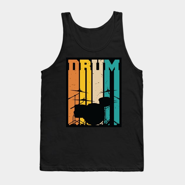 Retro Drum Set Silhouette Illustration Tank Top by hobrath